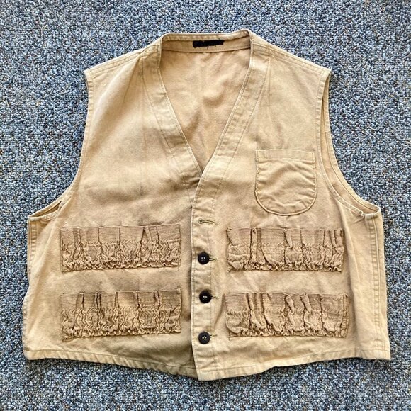 Vintage Hunting Vest Tan Canvas Shotgun Upland Bird Hunting - Picture 1 of 7